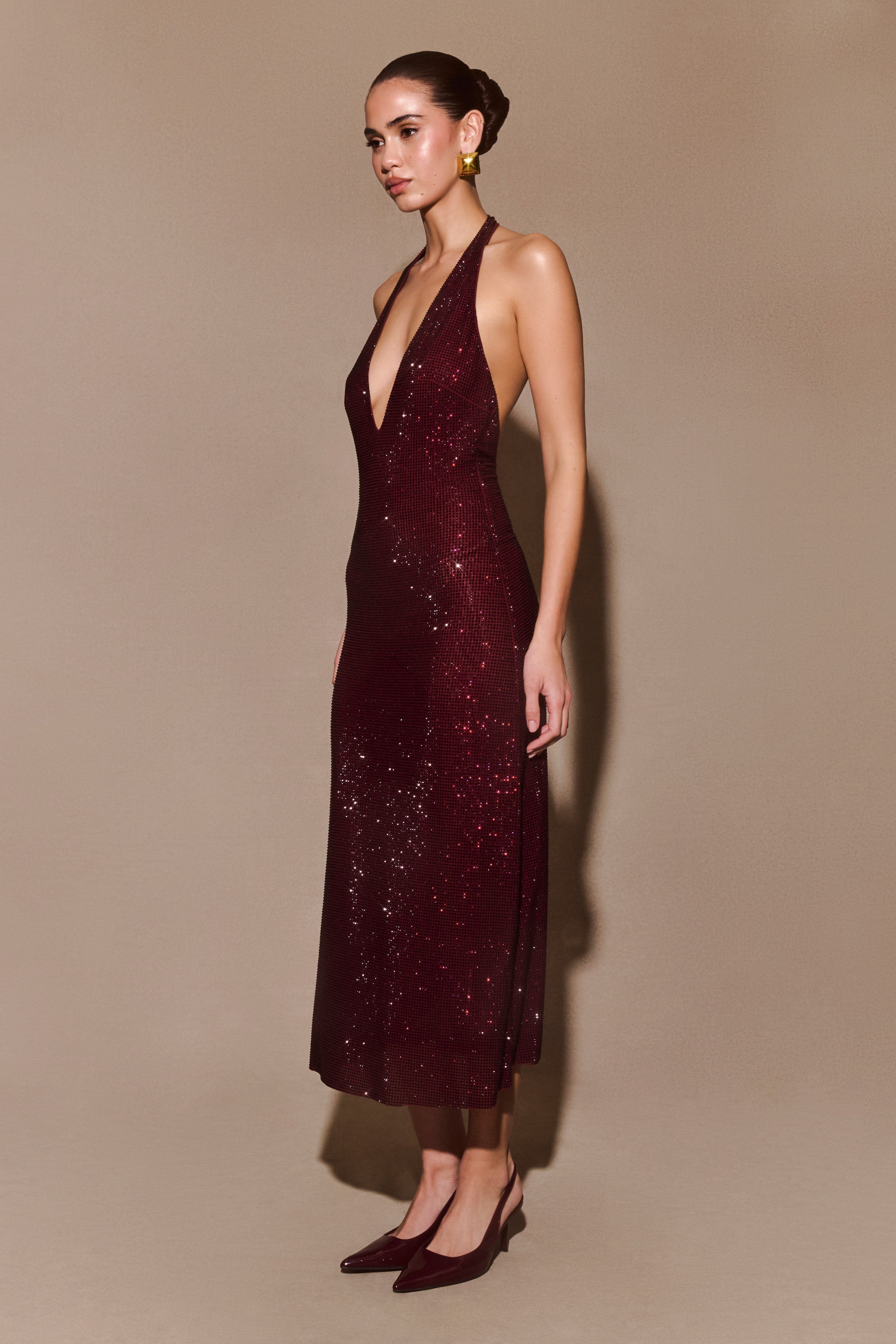 Rina™ | Sequin Halter Midi Dress