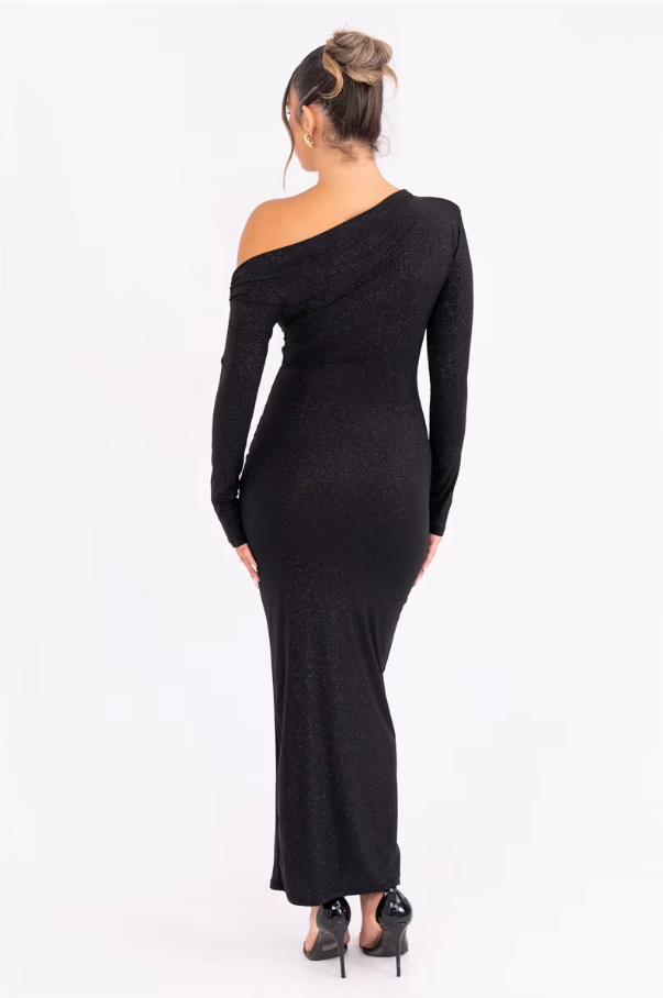 Marcella™ | Glitter One-Shoulder Maxi Dress