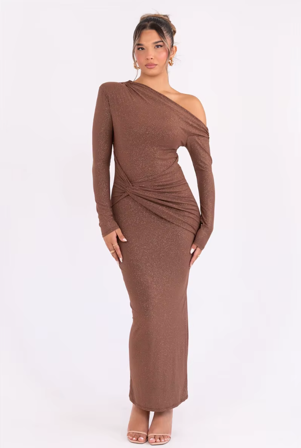 Marcella™ | Glitter One-Shoulder Maxi Dress