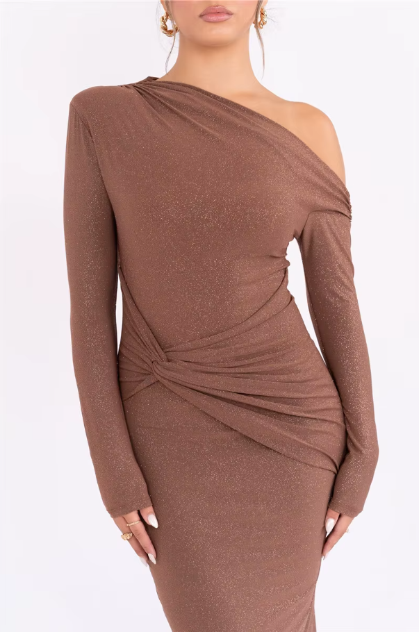 Marcella™ | Glitter One-Shoulder Maxi Dress