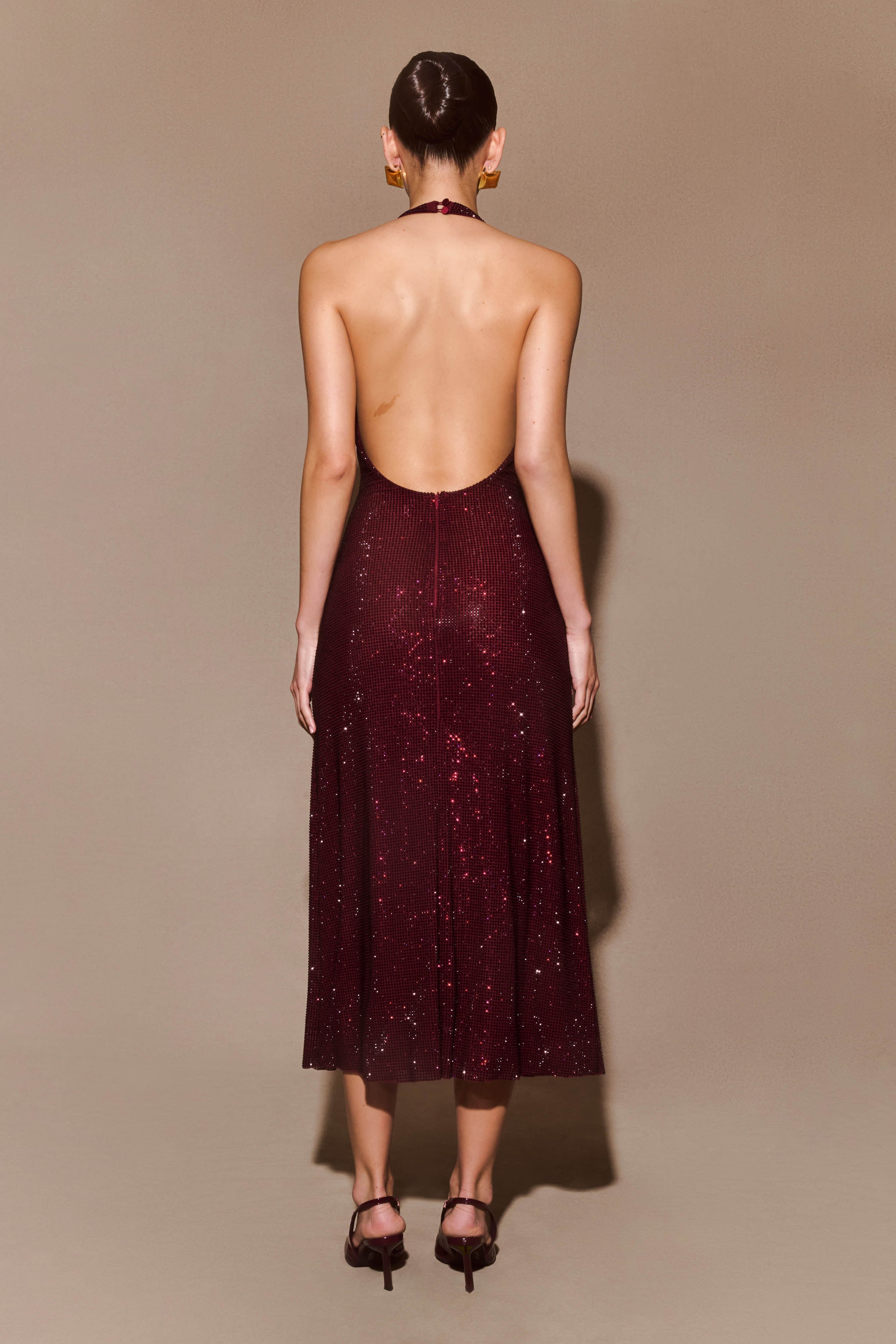 Rina™ | Sequin Halter Midi Dress