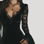 RAVEN – LACE VELVET DRESS