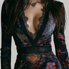 MAXINE – LACE VELVET DRESS