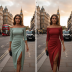 LERAYA – OFF-SHOULDER MIDI DRESS