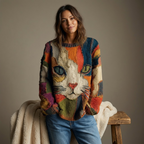 ZARA - Artistic Cat Print Sweatshirt