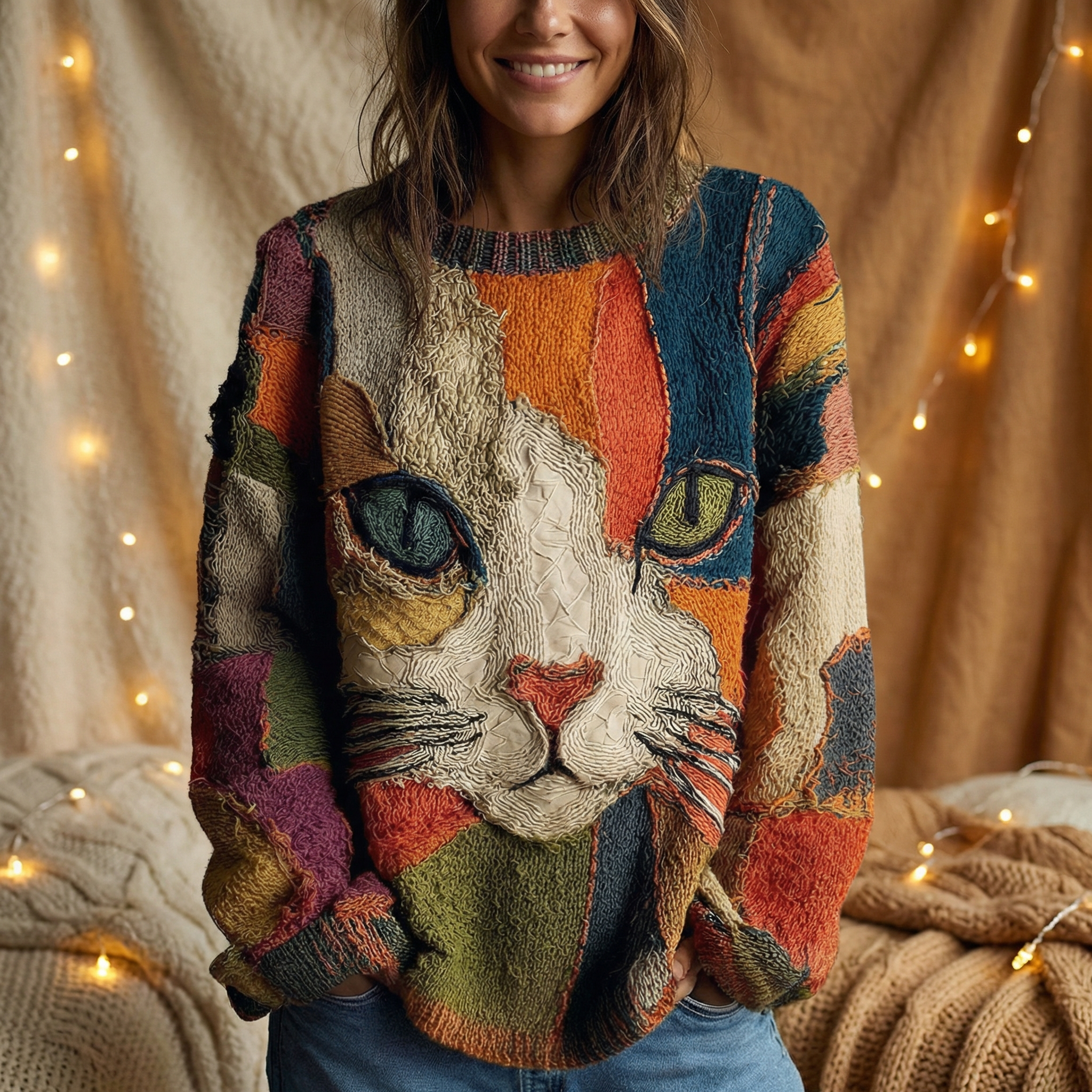 ZARA - Artistic Cat Print Sweatshirt
