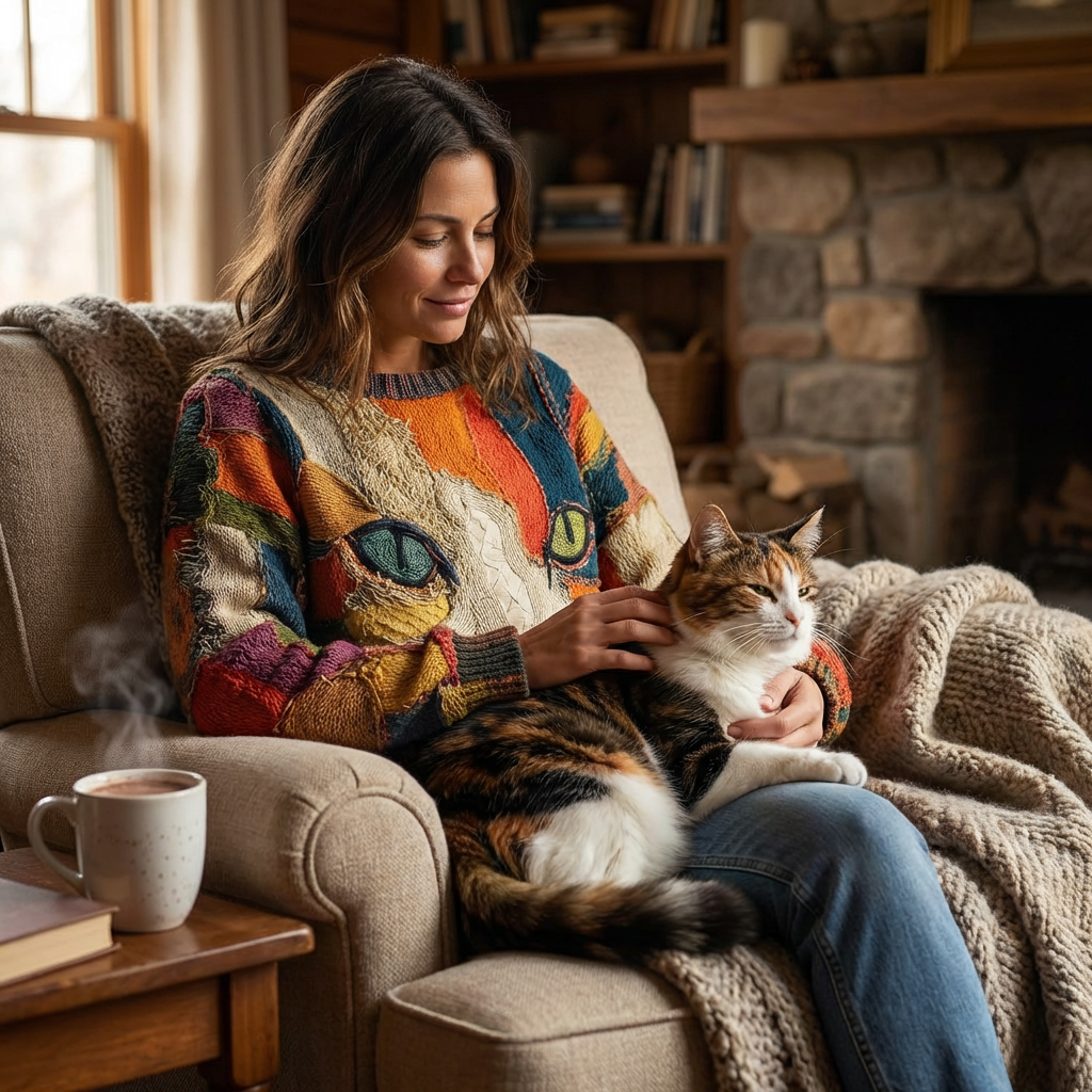 ZARA - Artistic Cat Print Sweatshirt