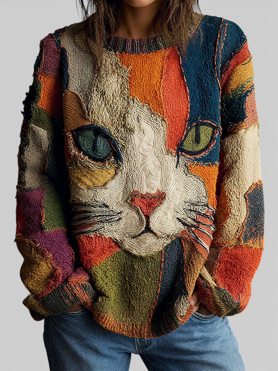 ZARA - Artistic Cat Print Sweatshirt